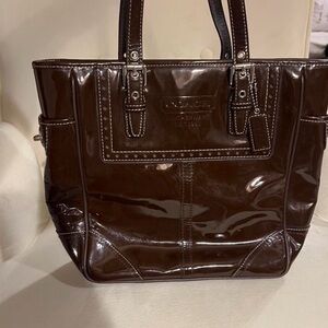 Coach Shiny Brown Leather Tote